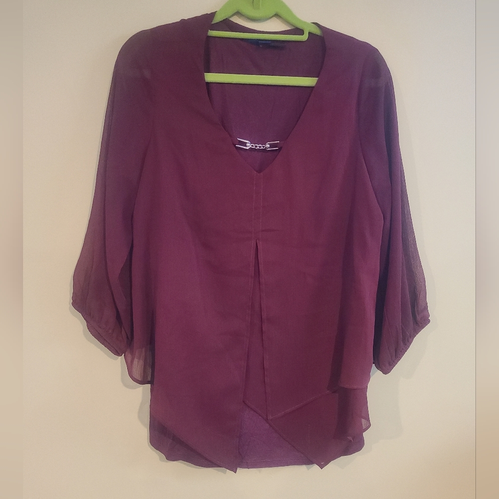 🏷3/$15🏷 Apt 9 Layered Maroon Blouse Top - Medium